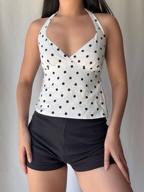 Princess Polly Alter Of Love Halter Top White / Polka Dot